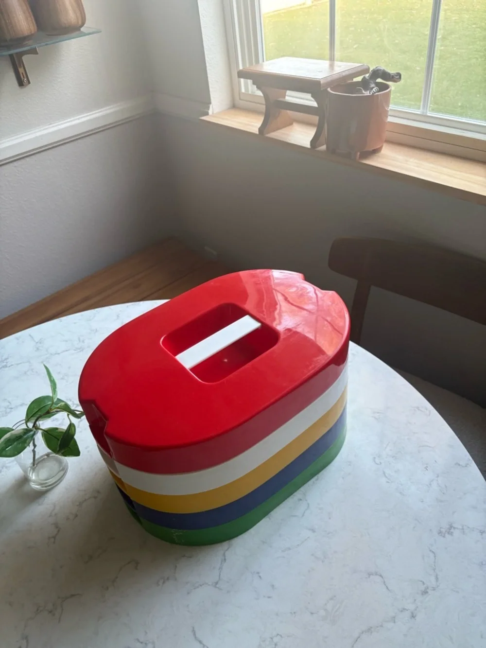 Vintage Colorful Retro Plastic Tray Set - Blue, Yellow, White, Green, Red